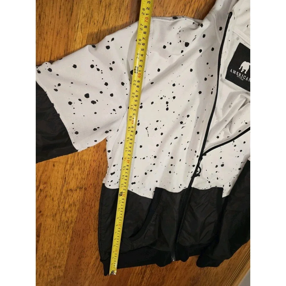 American Stitch Jacket Unisex Lightweight Jacket With Hood Black White XL EUC